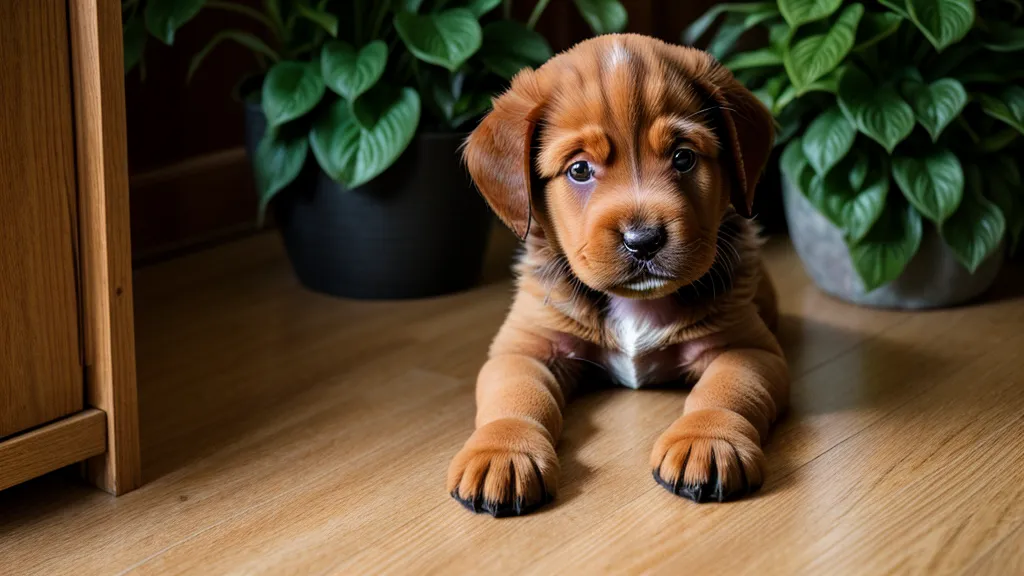 Hunde-Anfänger-Tipp: giftige Zimmerpflanze welpensicher außer Reichweite auf hohem Regal