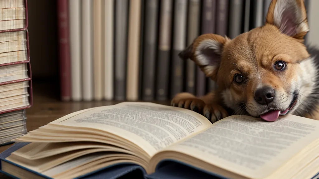 Zerkautes Uni-Lehrbuch mit Welpenpfote – typische Szene im Welpenalltag einer Studentin.