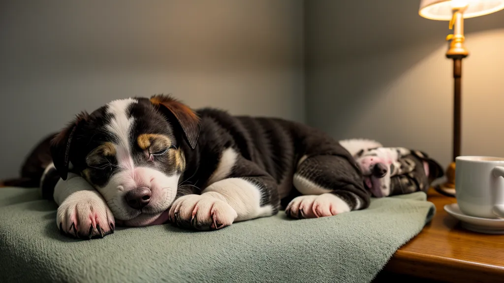 Welpe sitzt entspannt mit Abstand zu anderen Hunden nach Fortschritt beim Leinentraining