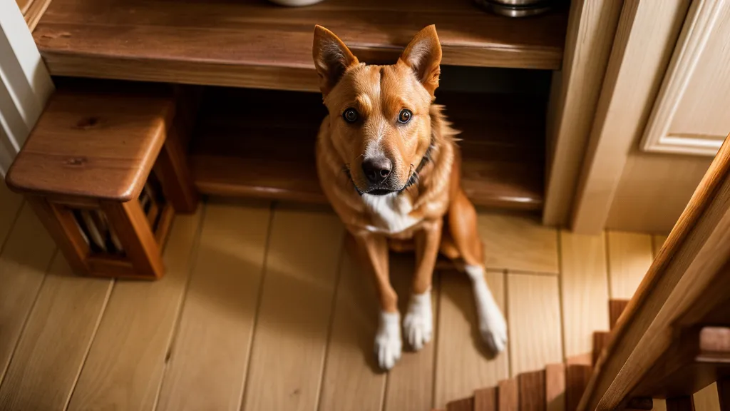 Junge Frau recherchiert einen Online-Hundekurs auf dem Smartphone, sitzend auf einer Treppe – Thema Welpenerziehung und Tierschutzhund