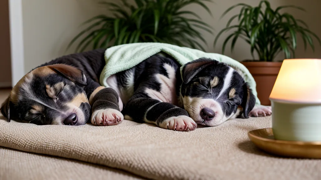 Hundetagebuch-Moment: Welpe schläft erschöpft auf den Wollsocken nach dem Energie-Ablass